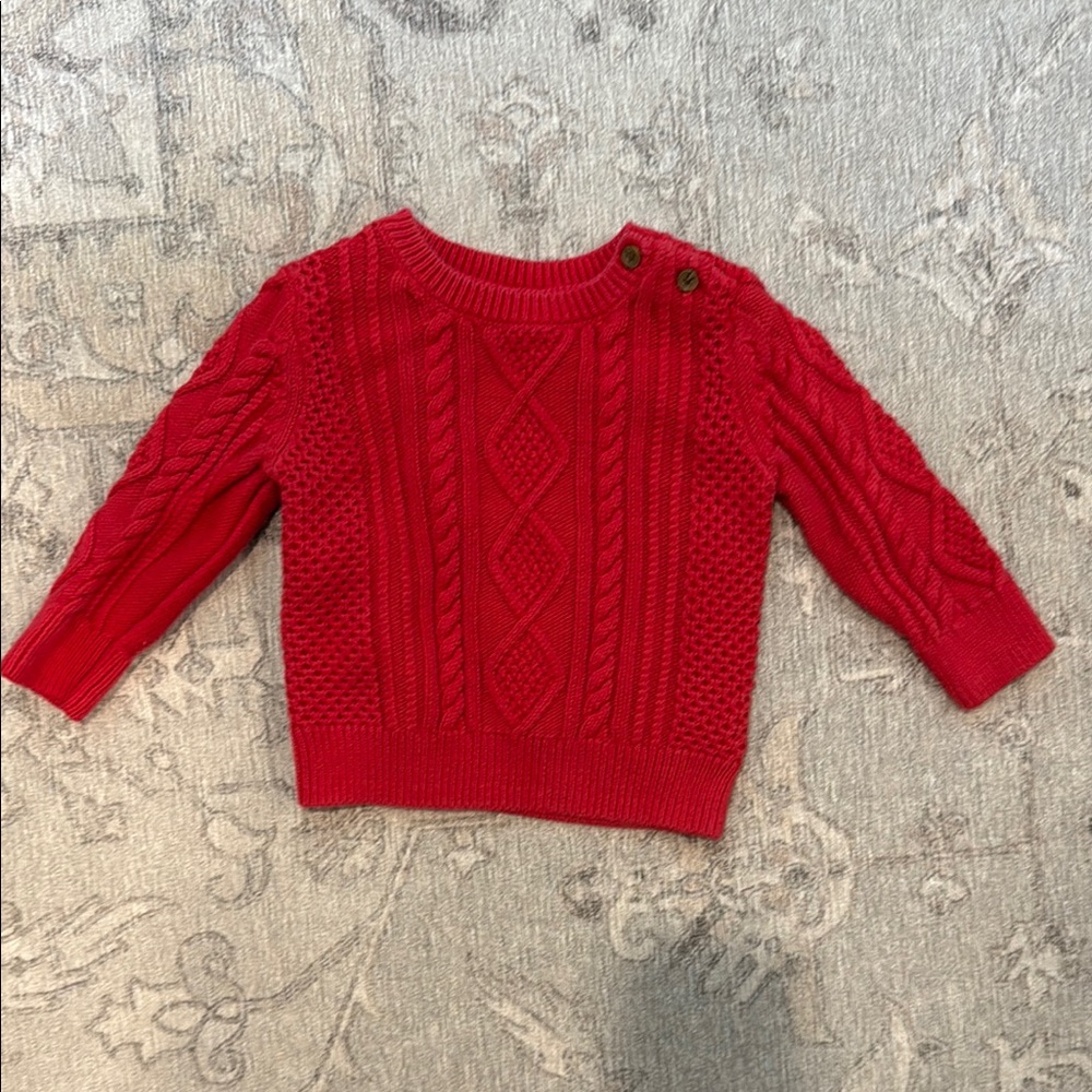 Baby GAP Red Crew Neck Cable Knit Sweater